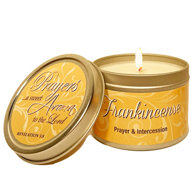 FRANKINCENSE SCRIPTURE GOLD TIN - "PRAYERS A SWEET AROMA "