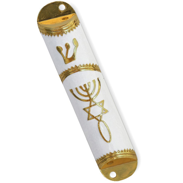 MEZUZAH - EARLY CHRISTIAN SYMBOL W/ SHIN - WHITE