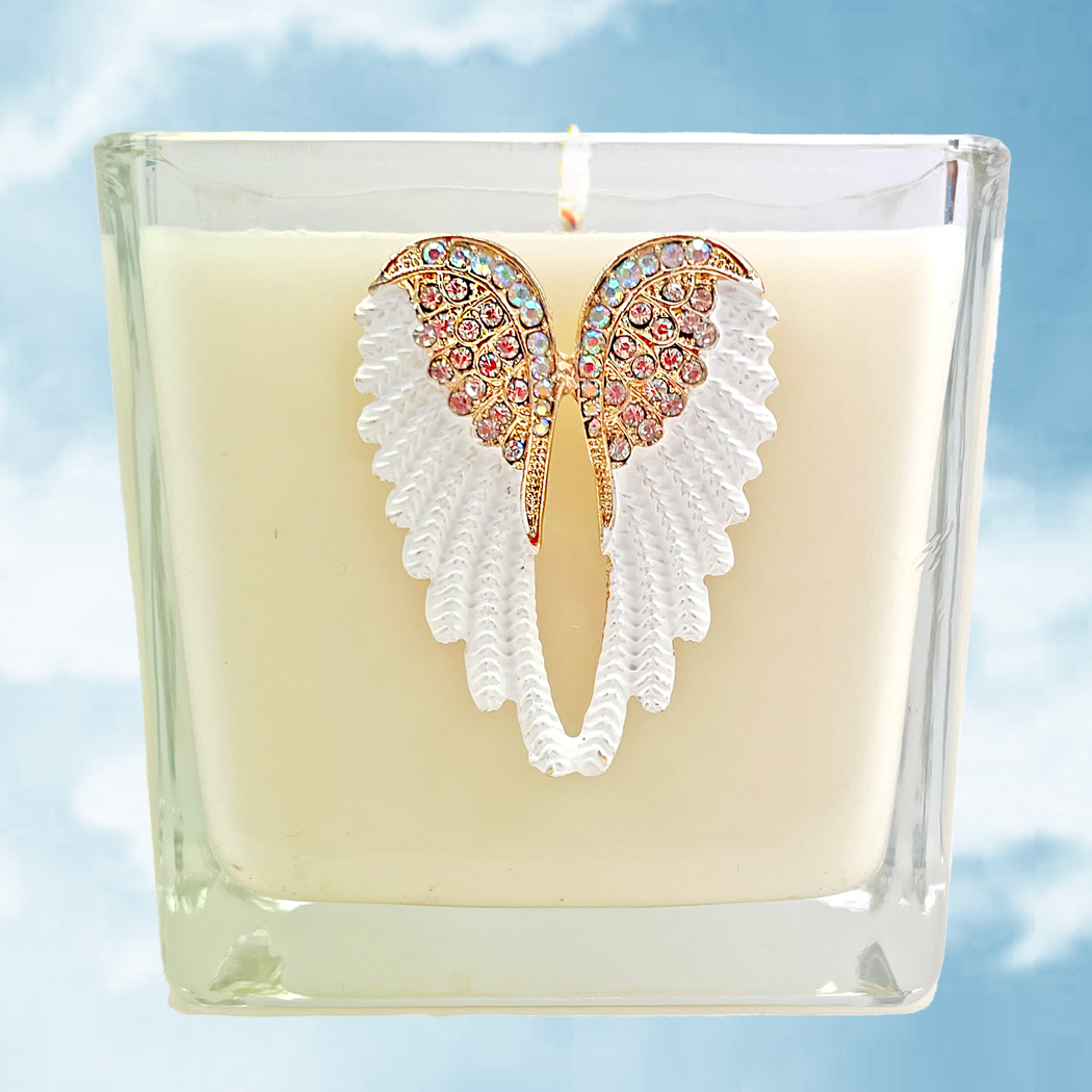 WHITE JEWELED ANGEL WINGS CANDLE - HYSSOP