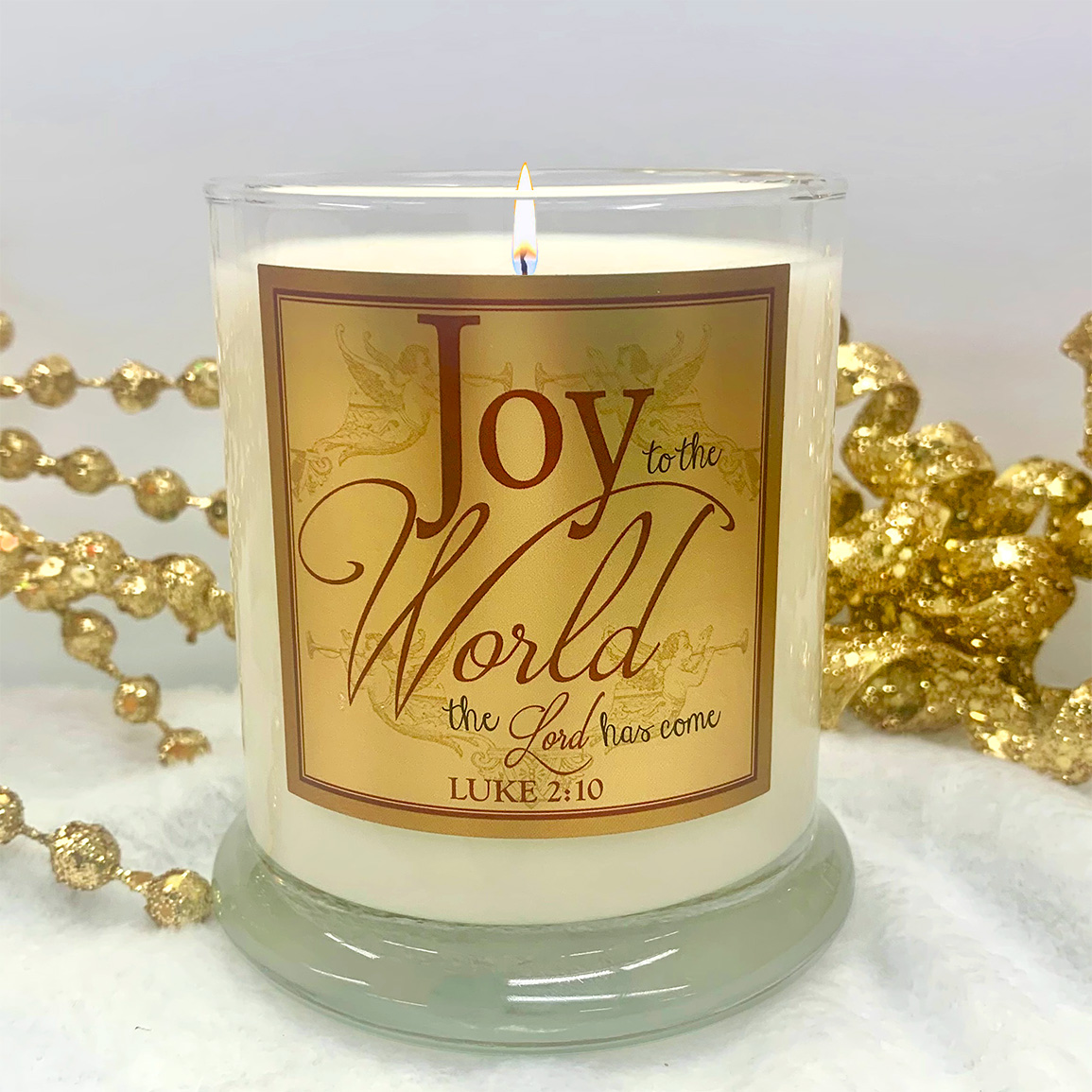 JOY TO THE WORLD GLASS CANDLE - FRANK & MYRRH