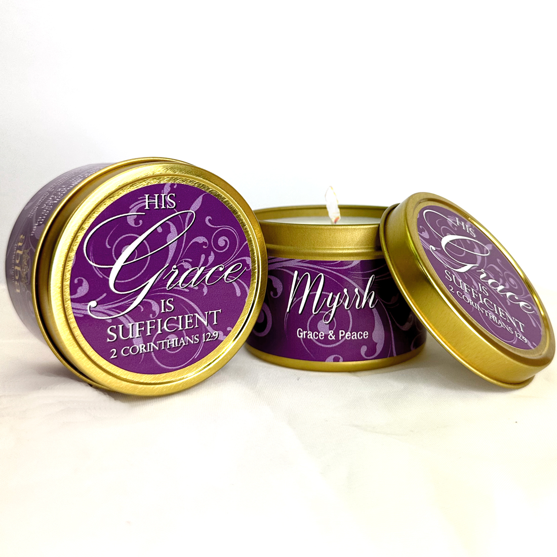 MYRRH SCRIPTURE TIN - "HIS GRACE IS SUFFICIENT"