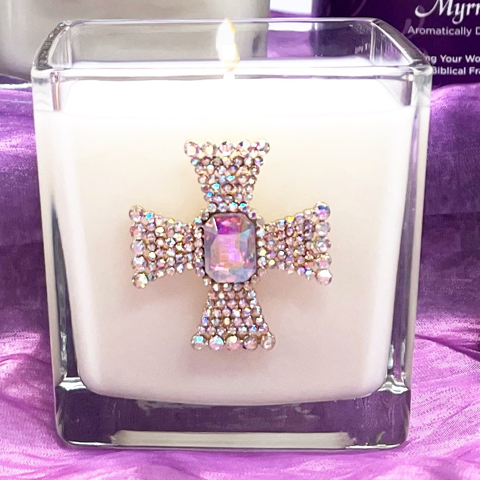 MYRRH ARTISTIC JEWELED CROSS CANDLE