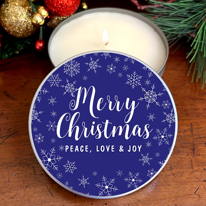 "MERRY CHRISTMAS" CANDLE TIN - POMEGRANATE PLUM