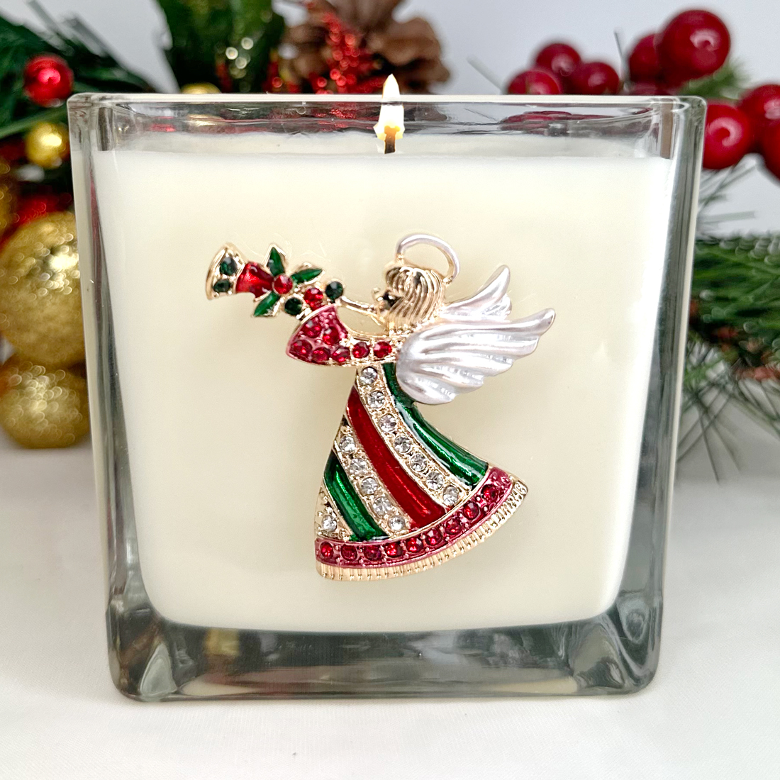 JEWELED  "ANGEL" CANDLE - CRANBERRY CHUTNEY