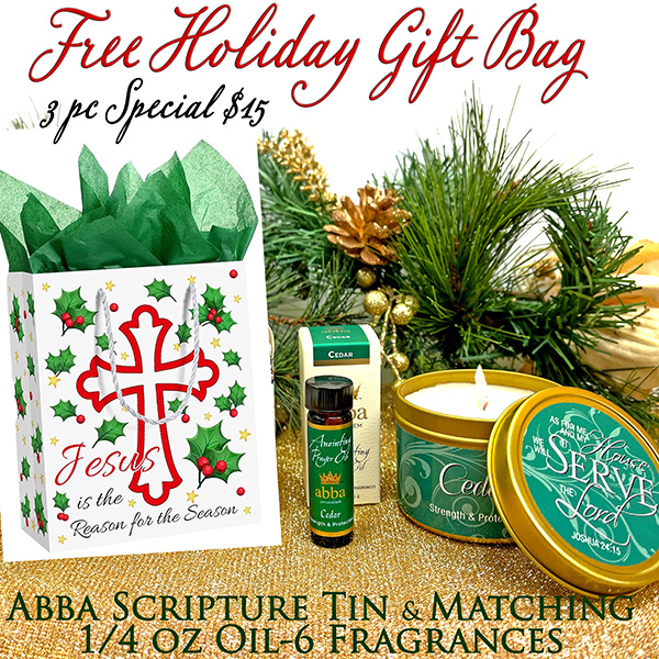 FREE HOLIDAY GIFT BAG WITH 1/4 OZ AND SCRIPTURE TIN