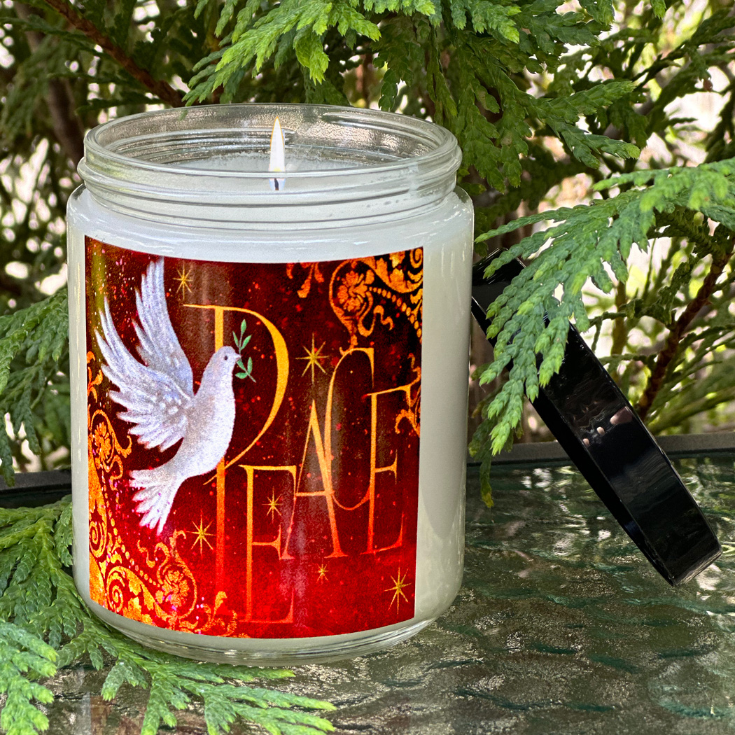 PEACE DOVE GLASS CANDLE - BALSAM & CEDAR