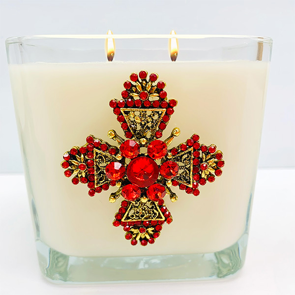 POMEGRANATE ARTISTIC JEWELED CROSS CANDLE