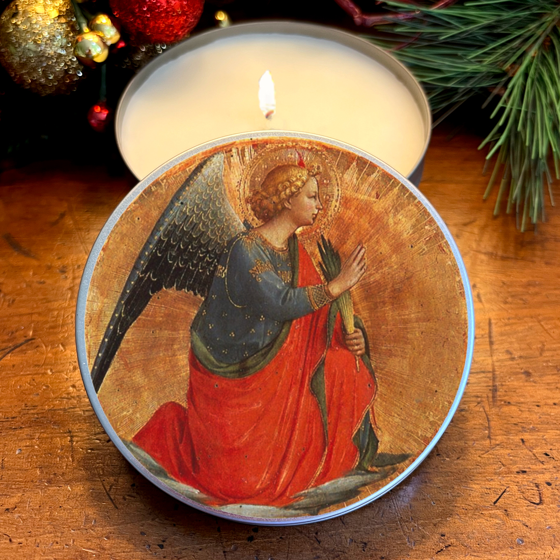 "ANNUNCIATION ANGEL" CANDLE TIN - FRANKINCENSE & MYRRH