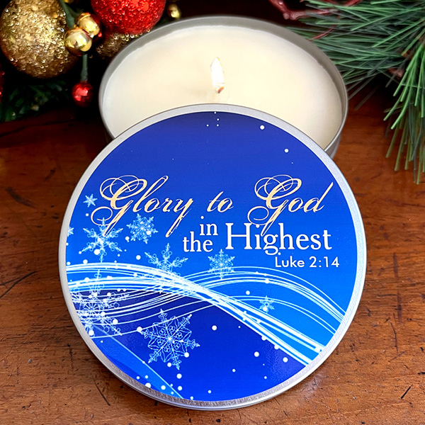 "GLORY TO GOD IN THE HIGHEST" CANDLE - WINTER WONDERLAND