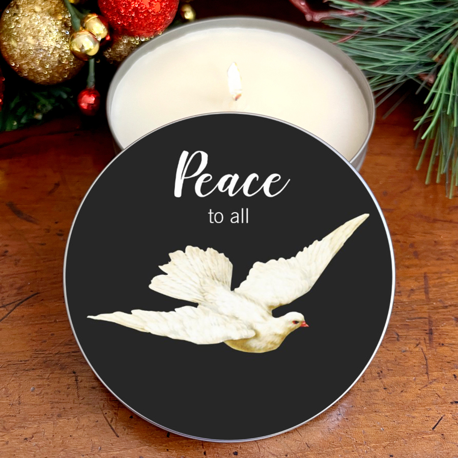 "PEACE TO ALL" CANDLE TIN - FRASIER FIR