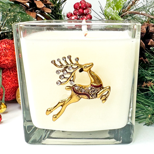 JEWELED PRANCING "DEER" CANDLE - SUGAR PLUM