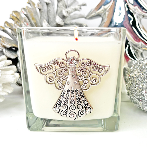 JEWELED  SILVER "ANGEL" CANDLE - ANGELICA