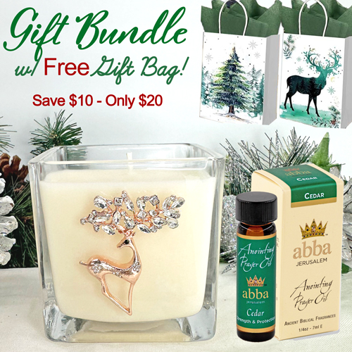 FREE GIFT BAG W/1/4 oz CEDAR OIL AND ROSEGOLD DEER CANDLE