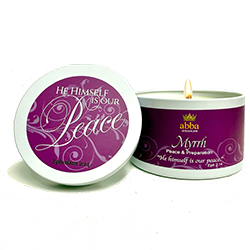MYRRH SCRIPTURE TIN - "HE HIMSELF IS OUR PEACE" - 8 OZ
