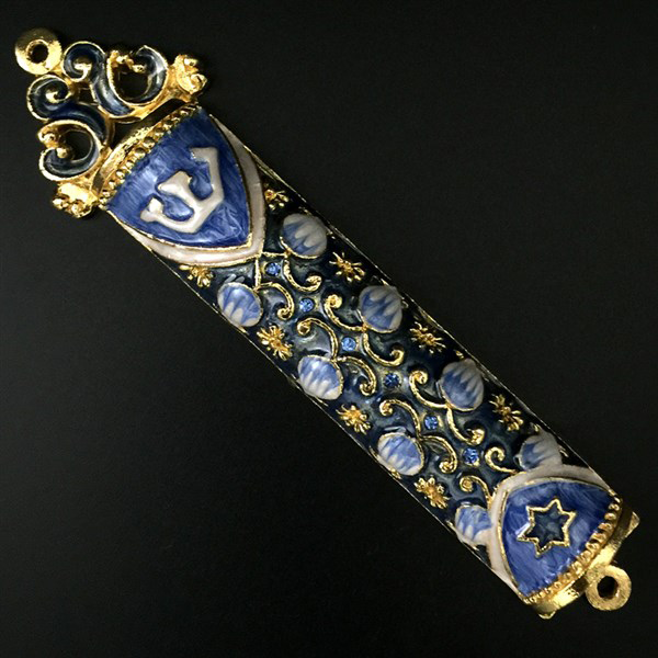 MEZUZAH - BLUE, POMEGRANATES & SHIN