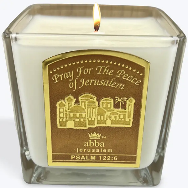 "PRAY FOR THE PEACE OF JERUSALEM" GLASS CANDLE