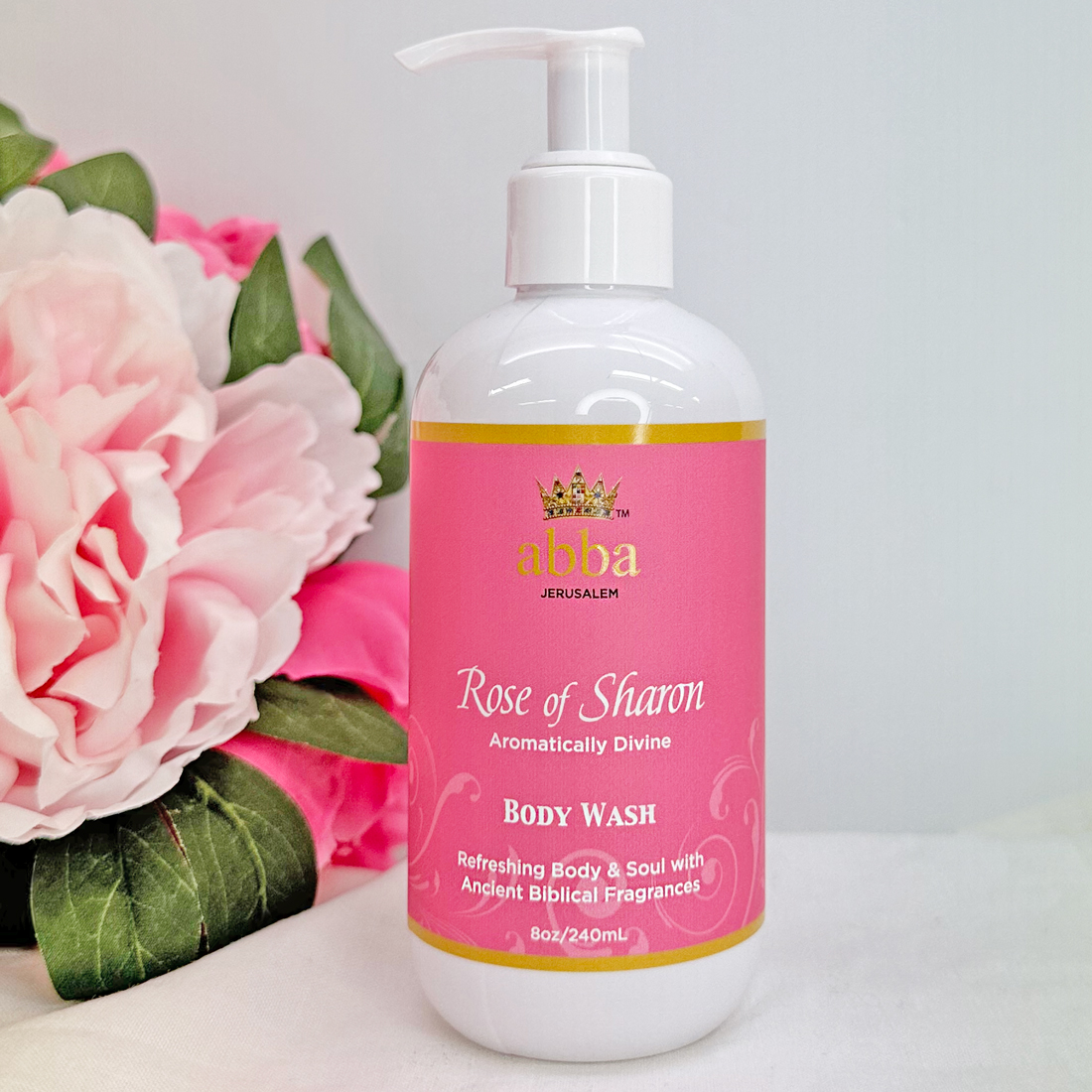 NEW - ROSE OF SHARON BODY WASH W/ PUMP 8 OZ
