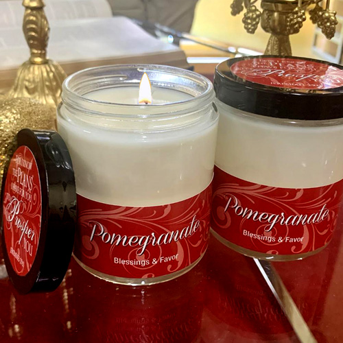 POMEGRANATE SCRIPTURE JAR CANDLE