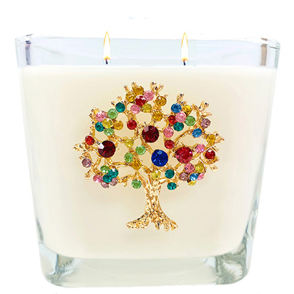 CEDAR TREE OF LIFE LARGE GLASS CANDLE