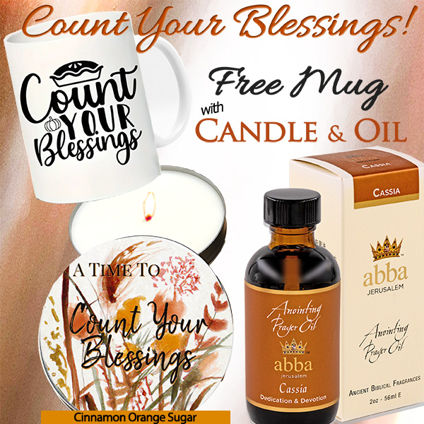 "COUNT YOUR BLESSINGS" FREE MUG WITH 2OZ & CINNAMON ORANGE CANDLE