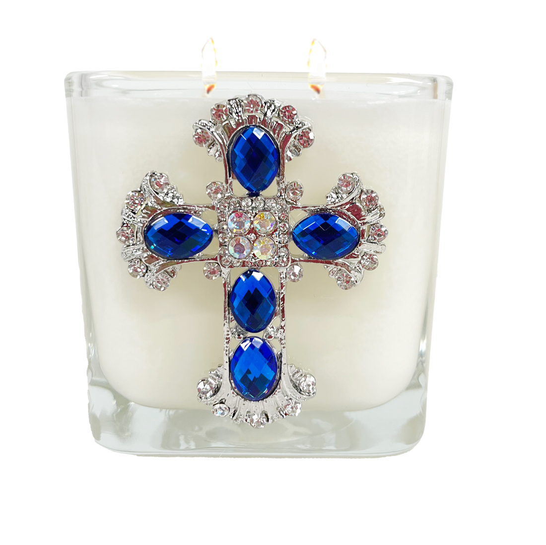 KING'S GARMENTS - BLUE & CRYSTAL CROSS CANDLE