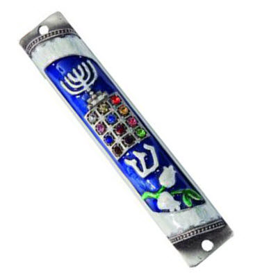 MEZUZAH - MENORAH BREASTPLATE WITH FLOWERS