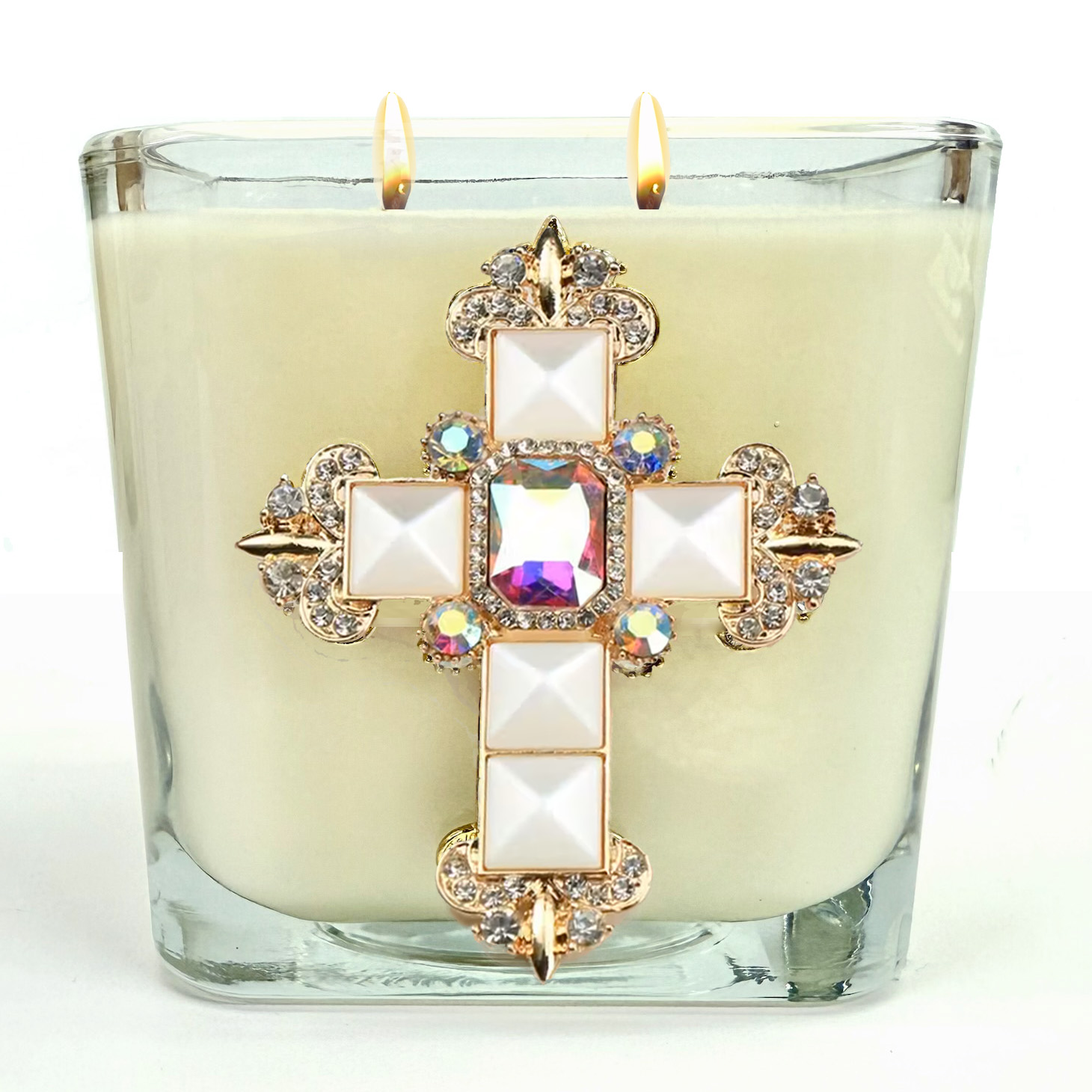 SPIKENARD PEARL JEWELED CROSS CANDLE